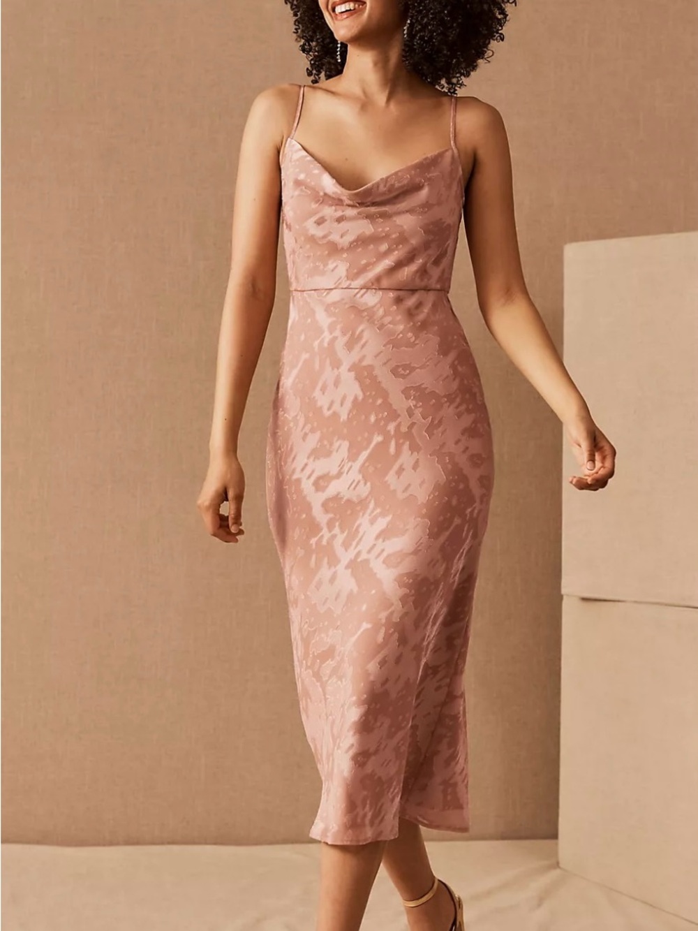 Anthropologie Peach Spaghetti Strap Dress